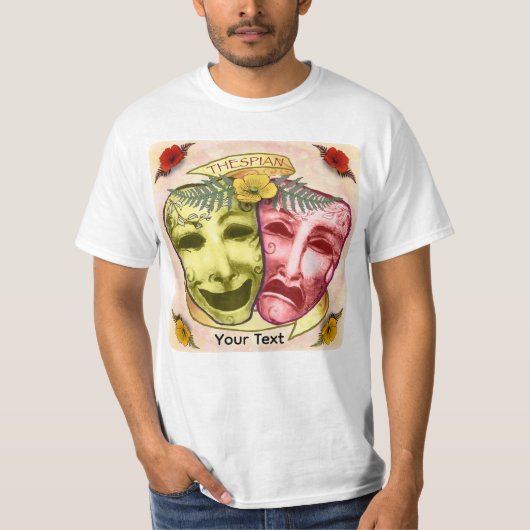 Gele Rode Actormaskers T-shirt (Voorkant)