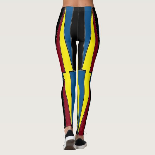 Gele Rode Blauwe Driehoeken Leggings (Achterkant)