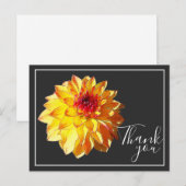 Gele rode dahlia met grijze achtergrond dank je briefkaart (Voorkant / Achterkant)