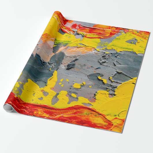 Gele, rode en groene verf cadeaupapier (Uitgerold)