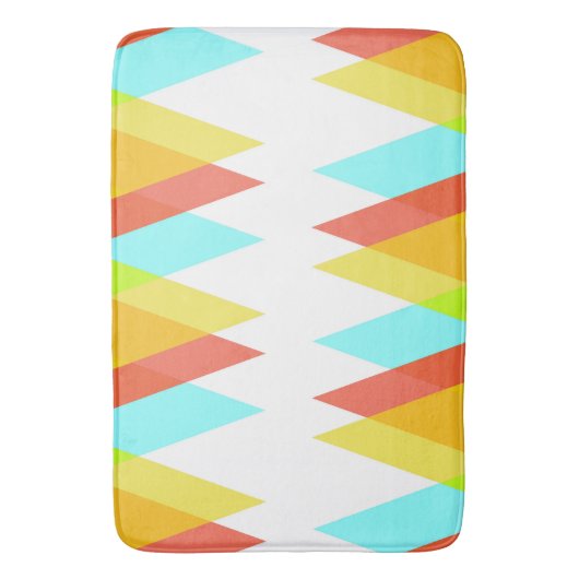 Gele, rode en kadetblauwe driehoeken badmat (Voorkant Verticaal)