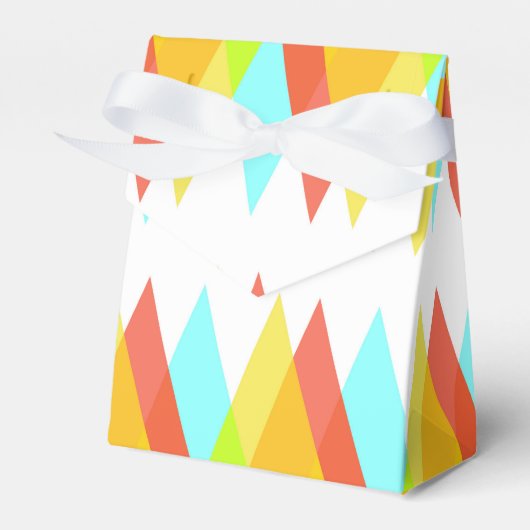 Gele, rode en kadetblauwe driehoeken bedankdoosjes (Voorkant Zijde)