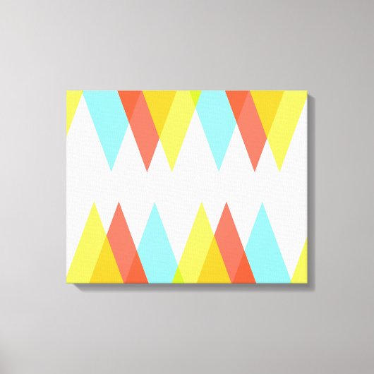 Gele, rode en kadetblauwe driehoeken canvas afdruk (Voorkant)