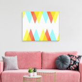 Gele, rode en kadetblauwe driehoeken canvas afdruk (Insitu (Woonkamer))