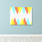 Gele, rode en kadetblauwe driehoeken canvas afdruk (Insitu (Houten vloer))