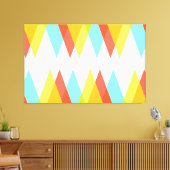 Gele, rode en kadetblauwe driehoeken canvas afdruk (Insitu (Woonkamer))
