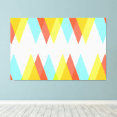 Gele, rode en kadetblauwe driehoeken canvas afdruk (Insitu (Houten vloer))
