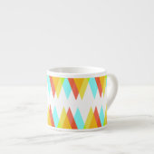 Gele, rode en kadetblauwe driehoeken espresso kop (Voorkant rechts)