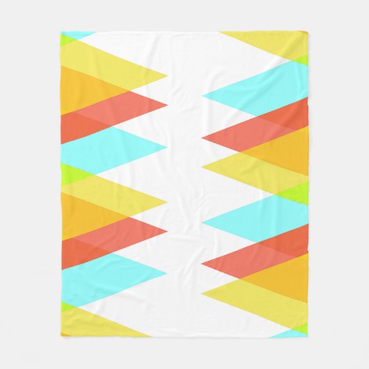 Gele, rode en kadetblauwe driehoeken fleece deken (Voorkant)