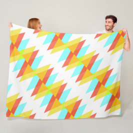Gele, rode en kadetblauwe driehoeken fleece deken