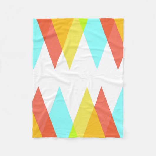 Gele, rode en kadetblauwe driehoeken fleece deken (Voorkant)