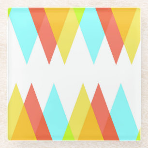 Gele, rode en kadetblauwe driehoeken glazen onderzetter