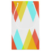 Gele, rode en kadetblauwe driehoeken klein cadeauzakje (Achterkant)