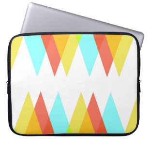 Gele, rode en kadetblauwe driehoeken laptop sleeve