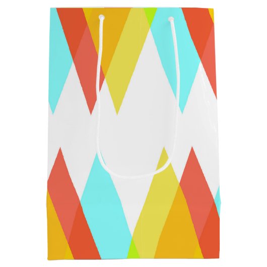 Gele, rode en kadetblauwe driehoeken medium cadeauzakje (Achterkant)