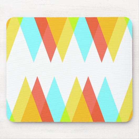 Gele, rode en kadetblauwe driehoeken muismat (Voorkant)