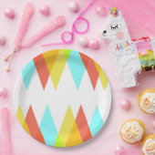 Gele, rode en kadetblauwe driehoeken papieren bordje (Feest)