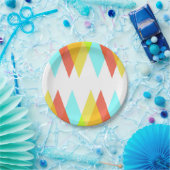 Gele, rode en kadetblauwe driehoeken papieren bordje (Feest)