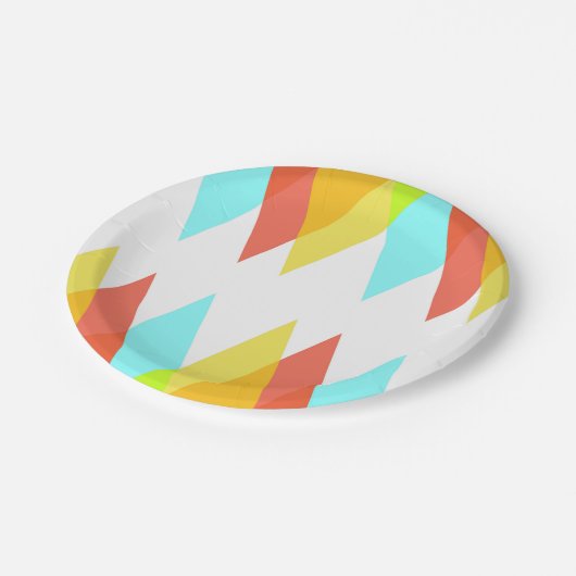 Gele, rode en kadetblauwe driehoeken papieren bordje (Gekanteld)