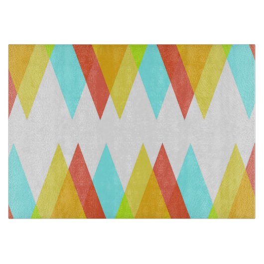 Gele, rode en kadetblauwe driehoeken snijplank (Voorkant)