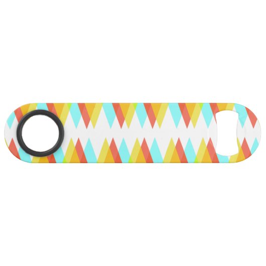 Gele, rode en kadetblauwe driehoeken speed flessenopener (Voorkant (Horizontaal))