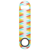 Gele, rode en kadetblauwe driehoeken speed flessenopener (Voorkant)