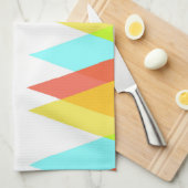 Gele, rode en kadetblauwe driehoeken theedoek (Quarter Fold)