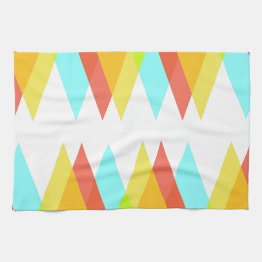 Gele, rode en kadetblauwe driehoeken theedoek (Horizontaal)