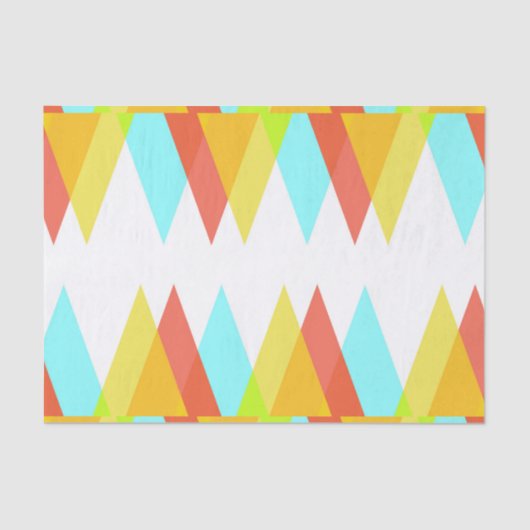 Gele, rode en kadetblauwe driehoeken tissuepapier (Voorkant)