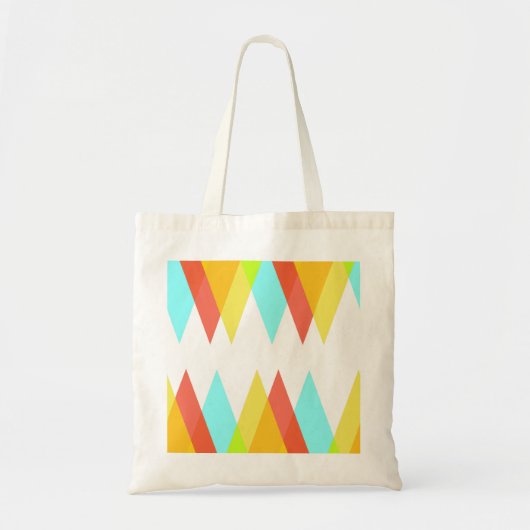 Gele, rode en kadetblauwe driehoeken tote bag (Voorkant)