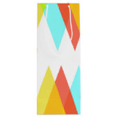 Gele, rode en kadetblauwe driehoeken wijn cadeautas (Achterkant)