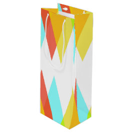 Gele, rode en kadetblauwe driehoeken wijn cadeautas