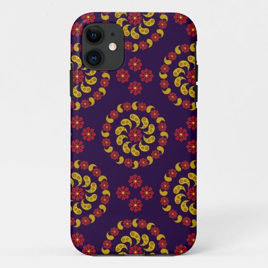 Gele rode en Paarse Paisleys telefoonhoes Case-Mate iPhone Case (Achterkant)