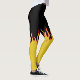 Gele, rode en zwarte brandhaarden leggings