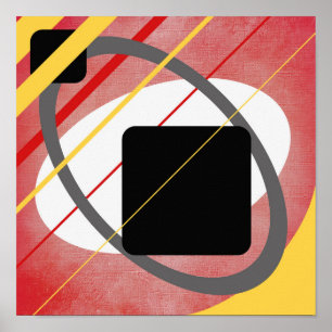 Gele & Rode Geometrische Canvas Ontwerp AP0011 Pos Poster