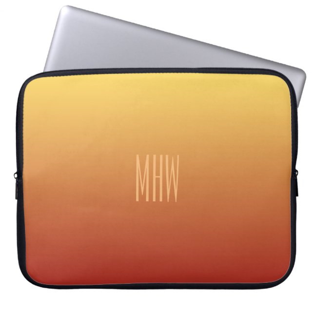 Gele rode gradiënt, aangepaste monogram laptophoes laptop sleeve (Voorkant)
