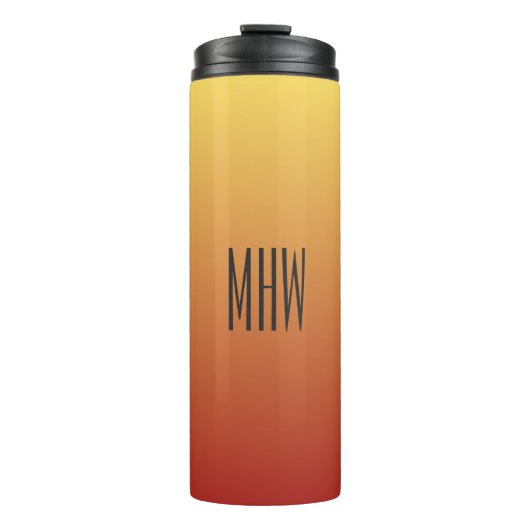 Gele rode gradiënt aangepaste monogram tumbler thermosbeker (Voorkant)