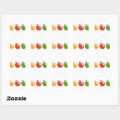 Gele rode groene appel ronde sticker (Vel)