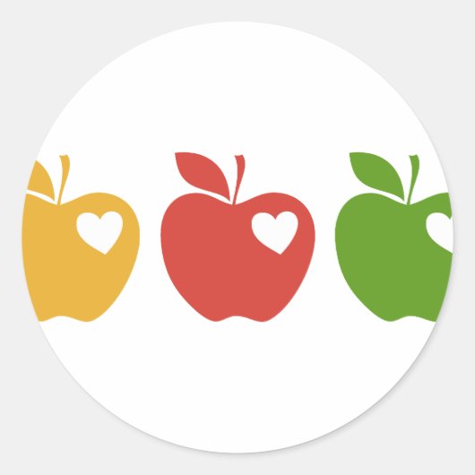 Gele rode groene appel ronde sticker (Voorkant)