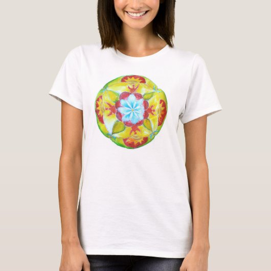 Gele rode hand geschilderd yoga mandala Tanktop (Voorkant)