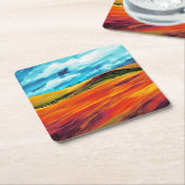 Gele Rode Heuvels Kartonnen Onderzetters (Schuin)