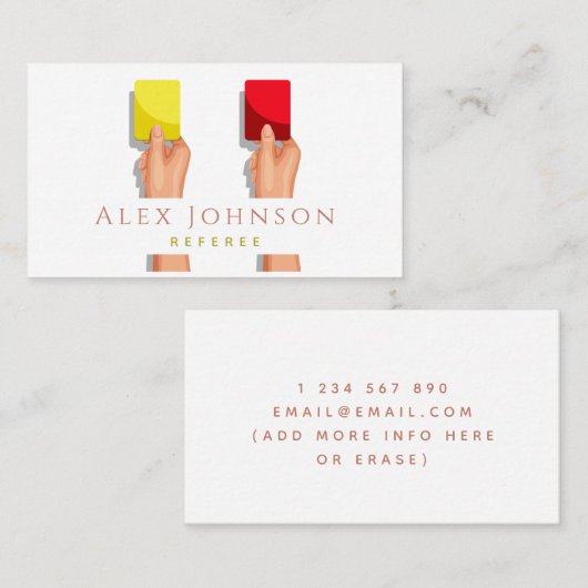 Gele rode kaart Soccer Referesport Game Ref. Visitekaartje (Voorkant / Achterkant)