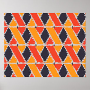Gele, rode, koele trendy struik tak geometrische k poster
