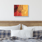 Gele, rode, moderne abstracte schilderkunst canvas afdruk (Insitu (Slaapkamer))