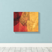 Gele, rode, moderne abstracte schilderkunst canvas afdruk (Insitu (Houten vloer))