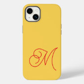 Gele Rode Monogrammed Klassiek Manuscript Plain Case-Mate iPhone Case (Achterkant)