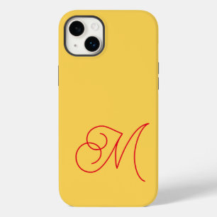 Gele Rode Monogrammed Klassiek Manuscript Plain Case-Mate iPhone 14 Plus Hoesje