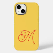 Gele Rode Monogrammed Klassiek Manuscript Plain Case-Mate iPhone Case (Achterkant)
