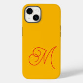 Gele Rode Monogrammed Klassiek Manuscript Plain Case-Mate iPhone Case (Achterkant)