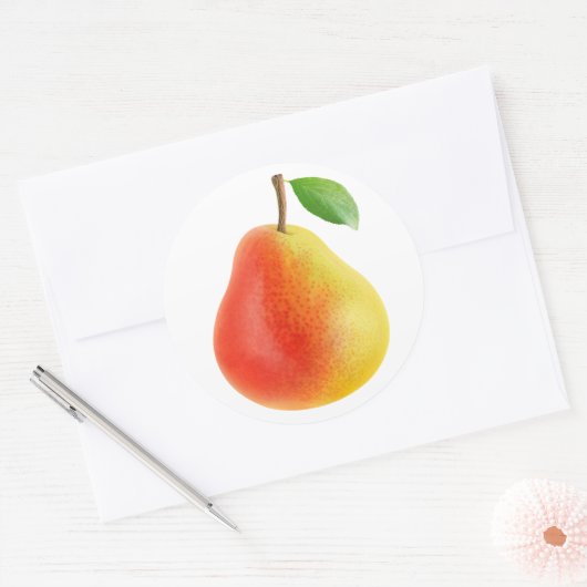 Gele rode peer ronde sticker (Envelop)